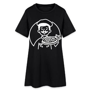 Pizza Maker Dessin au trait - Robe T-shirt Femme - noir - Devant