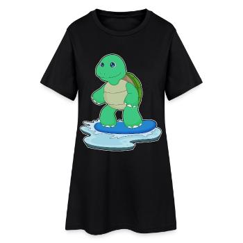 Turtle Snowboarder Snowboard - Women’s T-Shirt Dress - black - Front