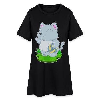 Chat Joueur de Volley-ball Volley-ball - Robe T-shirt Femme - noir - Devant