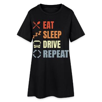 Manger Dormir Conduire Répéter - Robe T-shirt Femme - noir - Devant