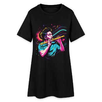 Graphique de joueur de flûte rétro - Robe T-shirt Femme - noir - Devant