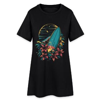 Surfboard Cartoon - Women’s T-Shirt Dress - black - Front