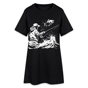 Croquis de pêche - Robe T-shirt Femme - noir - Devant