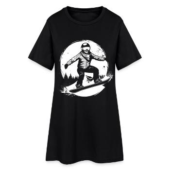 Dessin de snowboarder - Robe T-shirt Femme - noir - Devant