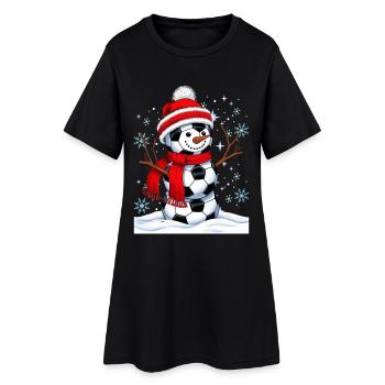 Bonhomme de neige ballons de football - Robe T-shirt Femme - noir - Devant