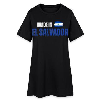 Hergestellt in El Salvador, salvadorianischer Stolz - Frauen T-Shirt-Kleid - Schwarz - Vorne