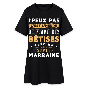Bêtises avec super Marraine - idée cadeau enfant - Robe T-shirt Femme - noir - Devant