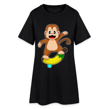 Affe Banane  - Frauen T-Shirt-Kleid - Schwarz - Vorne