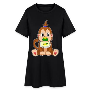 Affe Baby Lätzchen Schnuller - Frauen T-Shirt-Kleid - Schwarz - Vorne
