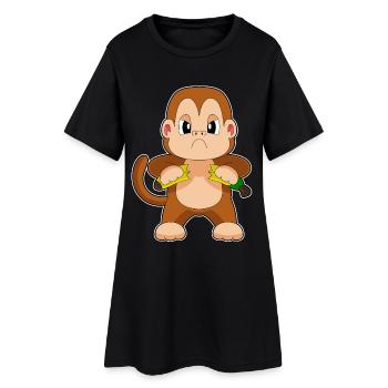 Affe Banane  - Frauen T-Shirt-Kleid - Schwarz - Vorne