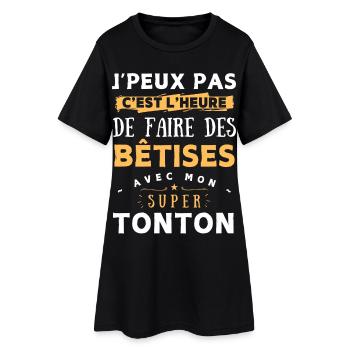 Bêtises avec super tonton - Cadeau humour enfant - Robe T-shirt Femme - noir - Devant