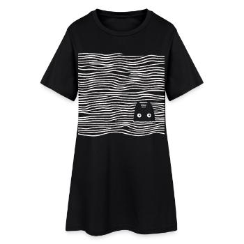 Cat in the sea - Women’s T-Shirt Dress - black - Front