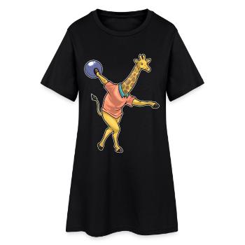 Giraffe Bowling Bowlingkugel - Frauen T-Shirt-Kleid - Schwarz - Vorne