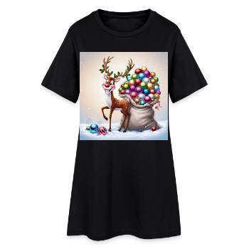 Renne mignon - Robe T-shirt Femme - noir - Devant