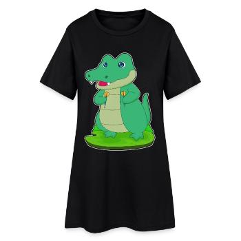 Fléchette crocodile fléchette - Robe T-shirt Femme - noir - Devant