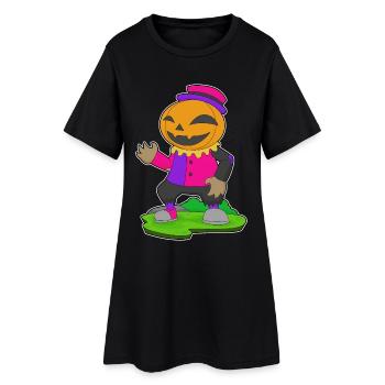 Clown Halloween Citrouille - Robe T-shirt Femme - noir - Devant