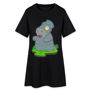 Nilpferd Halloween Zombie - Frauen T-Shirt-Kleid - Schwarz - Vorne