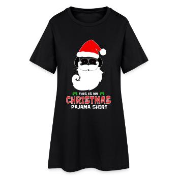 C’est mon Noël Chemise de pyjama Drôle Père Noël Jeu - Robe T-shirt Femme - noir - Devant