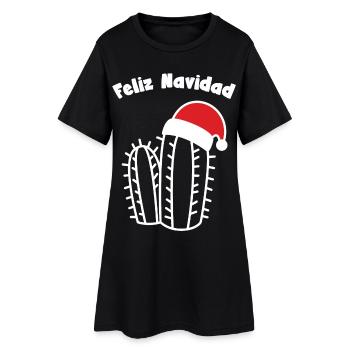 feliz navidad frohes fest Kaktus Weihnachtsmütze - Frauen T-Shirt-Kleid - Schwarz - Vorne