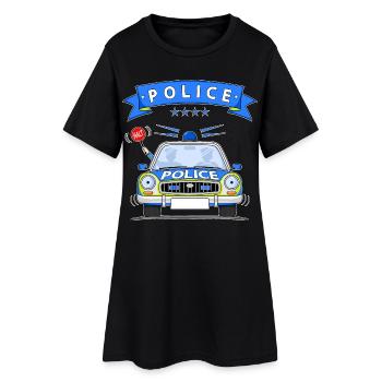 Police Polizeiauto mit Sirene - Frauen T-Shirt-Kleid - Schwarz - Vorne
