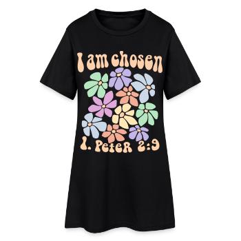 Jesus Gott Bibelvers Retro Christlich I am chosen - Frauen T-Shirt-Kleid - Schwarz - Vorne