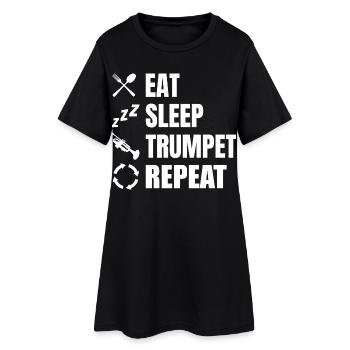 Manger Dormir Trompette Répéter - Robe T-shirt Femme - noir - Devant