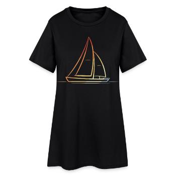 Voilier Line Art Vintage - Robe T-shirt Femme - noir - Devant