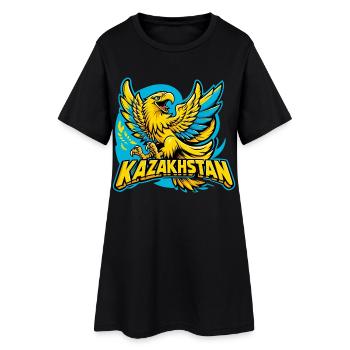 Kazakhstan Aigle Armoiries Emblème Drapeau Cadeau - Robe T-shirt Femme - noir - Devant