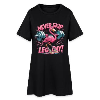 Leg Day Flamingo Leg Workout Funny Gym Gift - Women’s T-Shirt Dress - black - Front