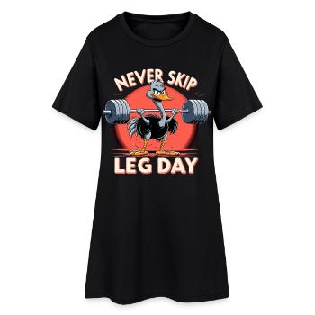 Leg Day Ostrich Leg Workout Funny Gym Gift - Women’s T-Shirt Dress - black - Front