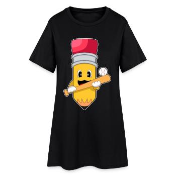 Crayon Baseball Batte de baseball - Robe T-shirt Femme - noir - Devant