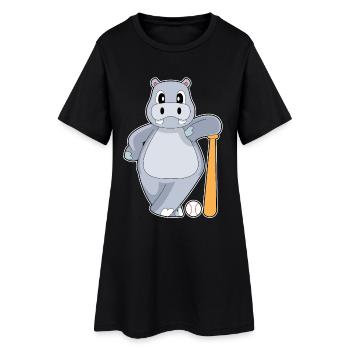 Hippopotamus Baseball Batte de Baseball - Robe T-shirt Femme - noir - Devant