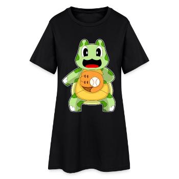 Gant de baseball Turtle - Robe T-shirt Femme - noir - Devant