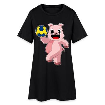 cochon joueur de handball handball - Robe T-shirt Femme - noir - Devant