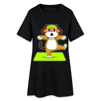 Hund Yoga Fitness Gymnastik - Frauen T-Shirt-Kleid - Schwarz - Vorne