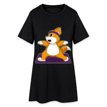 Katze Yoga Fitness Gymnastik - Frauen T-Shirt-Kleid - Schwarz - Vorne