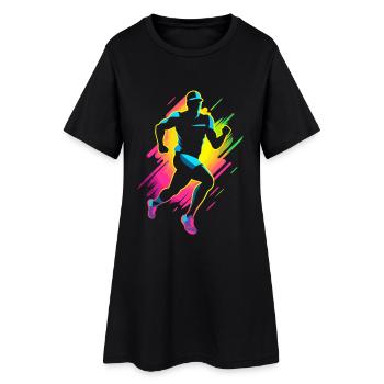 Marathon Läufer Comic Look - Frauen T-Shirt-Kleid - Schwarz - Vorne