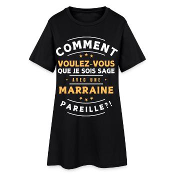 Comment être sage avec marraine. Cadeau enfant - Robe T-shirt Femme - noir - Devant