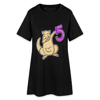 5ème anniversaire Motif Kangourou - 5 ans - Robe T-shirt Femme - noir - Devant