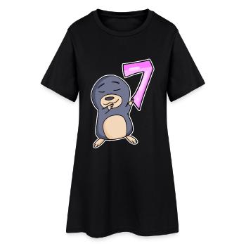 7th Birthday Motif Mole - Seven Years Old - Women’s T-Shirt Dress - black - Front