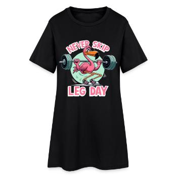 Leg Day Flamingo Leg Workout Funny Gym Gift - Women’s T-Shirt Dress - black - Front