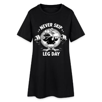 Leg Day Ostrich Leg Workout Funny Gym Gift - Women’s T-Shirt Dress - black - Front