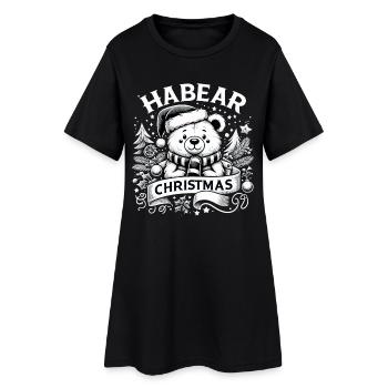Habear Écharpe de Noël Ours Cadeau Mignon - Robe T-shirt Femme - noir - Devant