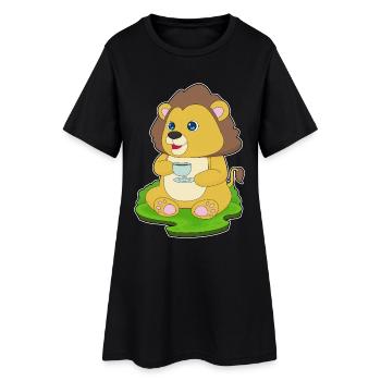 Lion Coupe de café - Robe T-shirt Femme - noir - Devant