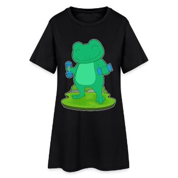 Culturiste Grenouille Haltères Culturisme - Robe T-shirt Femme - noir - Devant