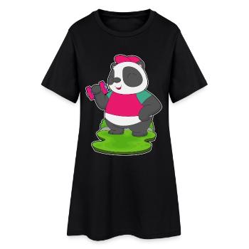 Panda Bodybuilder Dumbbell Bodybuilding - Women’s T-Shirt Dress - black - Front