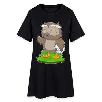 Eule Fußballspieler Fußball - Frauen T-Shirt-Kleid - Schwarz - Vorne