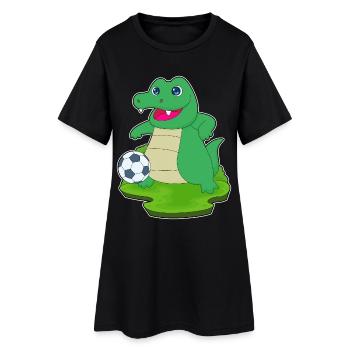 crocodile joueur de football football - Robe T-shirt Femme - noir - Devant