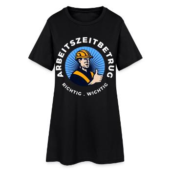 Arbeitszeitbetrug mit Humor - Lustiges Büro-Design - Frauen T-Shirt-Kleid - Schwarz - Vorne