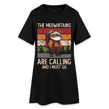 Les Meowtains appellent Hiking Cat Gift - Robe T-shirt Femme - noir - Devant